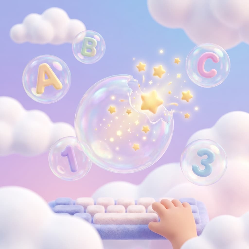 Toddler Types: Bubble Pop game interface