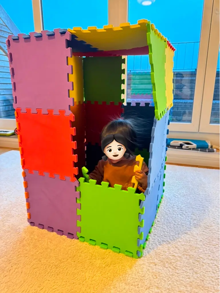 Sunshine Cube made of colorful puzzle mats