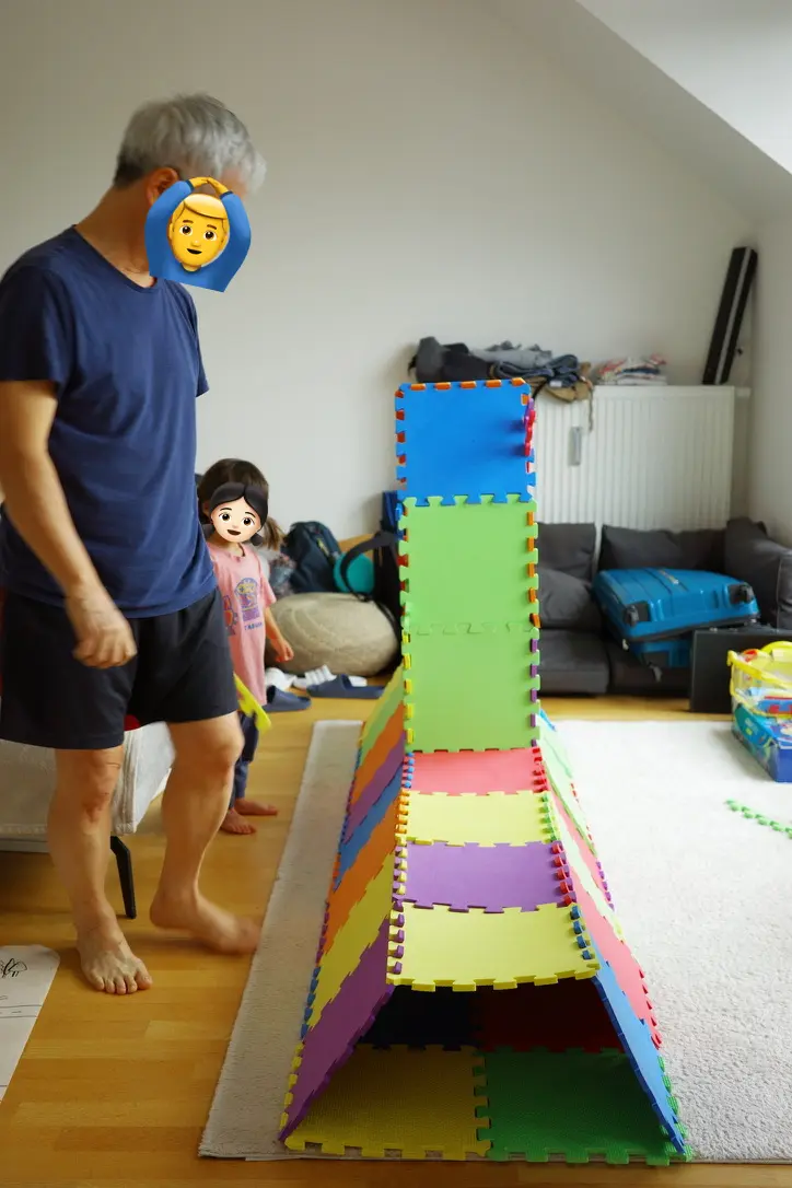 Great Wall Crawl made of colorful puzzle mats
